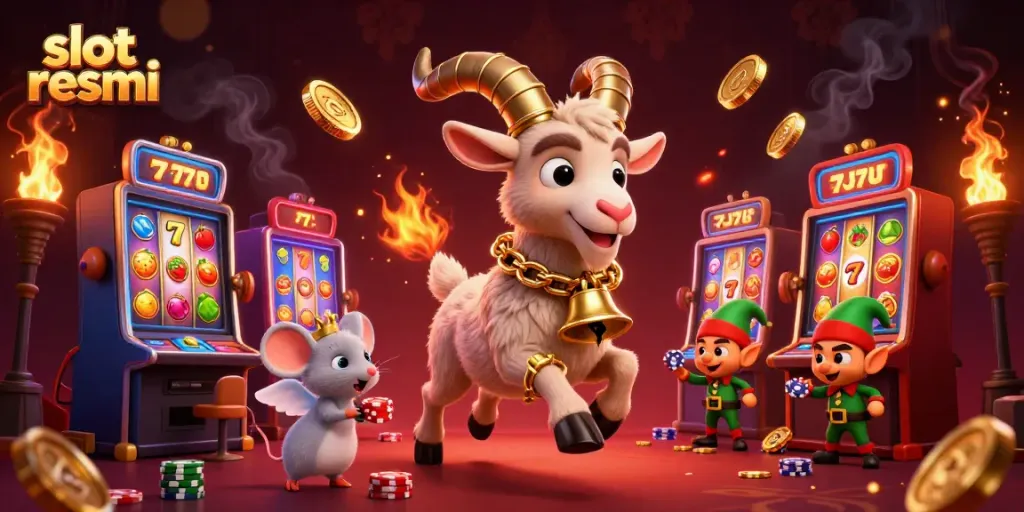 Engage in the best gaming experience at a festive casino featuring slot resmi themes, with festive elements and playful characters.