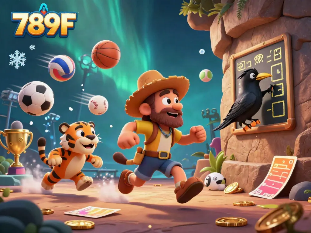 Experience the exhilarating wonders at 789F's unique prehistoric casino adventure amidst vibrant sports elements.