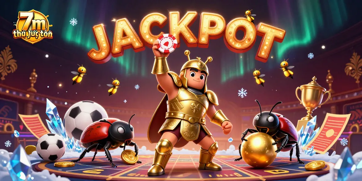Engage with 7m tỷ lệ trực tuyến as the victorious hercules beetle lifts a poker chip amidst a dynamic sports betting atmosphere.